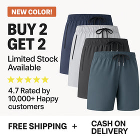 Men's Stretchable Cotton Shorts BUY 2 GET FREE 2